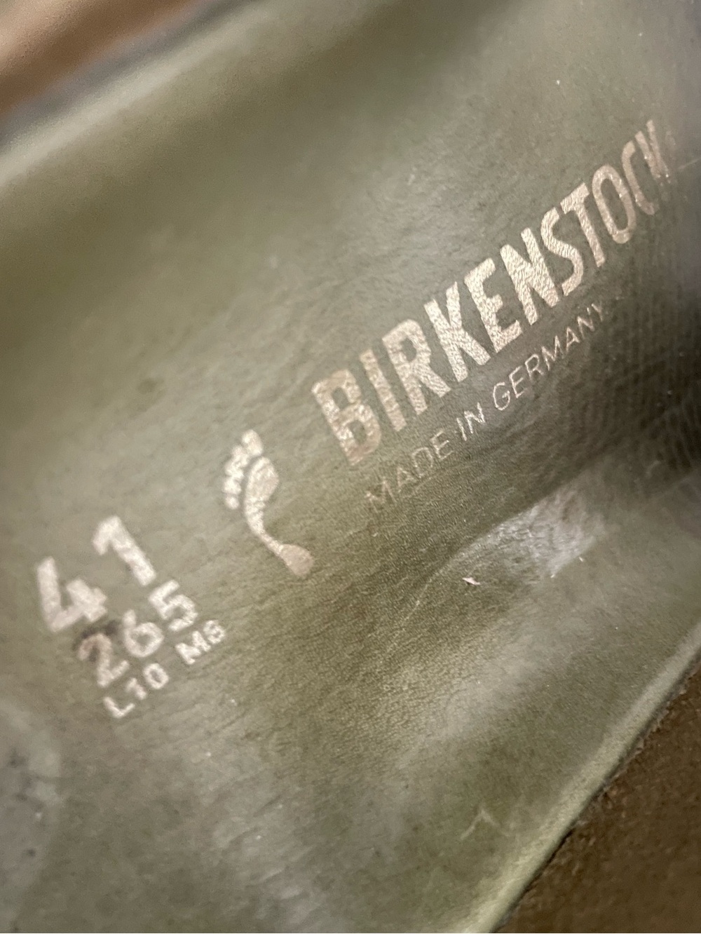 Birkenstock Big Buckle Arizona Olive Green Oiled Leathee Sandals Size 41 Gold - Picture 8 of 10